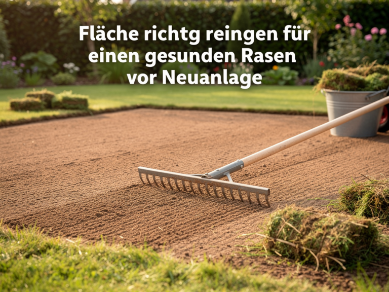 Gründlich gereinigte Rasenfläche frei von Unkraut Steinen und Pflanzenresten