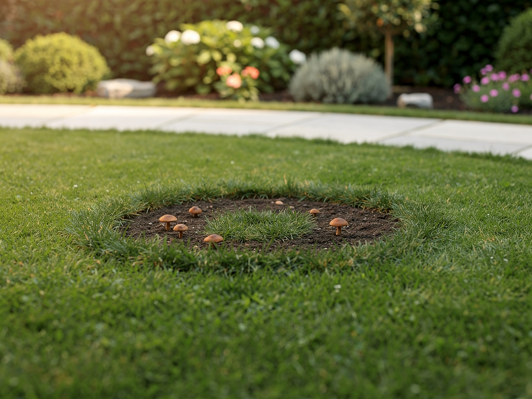 Die besten Tipps gegen Hexenringe im Rasen für einen schönen Garten Typische kreisförmige Hexenringe im Rasen mit verfärbten und vertrockneten Stellen