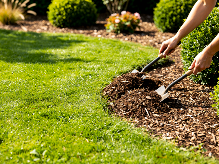 Richtig Mulchen im Garten für einen widerstandsfähigen und schönen Rasen Mulchen von Rasen mit Mulchschicht für gesunden und widerstandsfähigen Gartenrasen