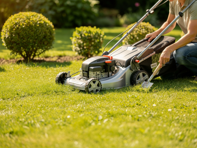 Sommer Rasenpflege richtig umsetzen für einen grünen und gesunden Garten Gesunder grüner Rasen bei sommerlicher Pflege mit Bewässerung und richtigem Mähen