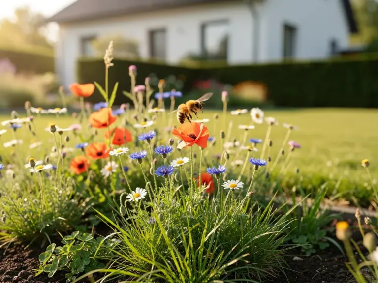 Wilde Blumenwiese im Garten als Lebensraum für Insekten und Bestäuber