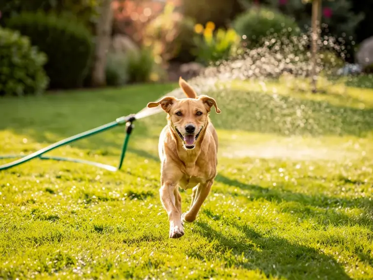 Rasenpflege mit Haustieren im Sommer stressfrei und sicher gestalten Sommerliche Rasenpflege mit spielenden Haustieren für gesunden und strapazierfähigen Rasen