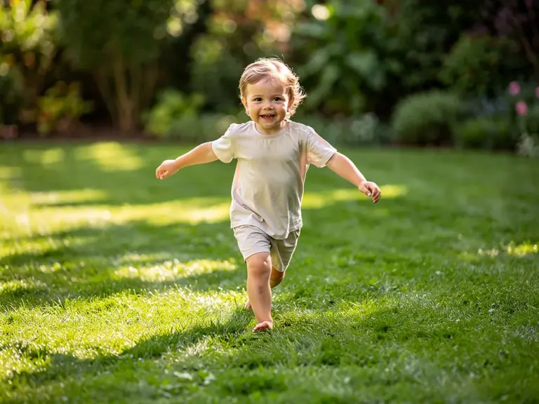 Rasenpflege Kinderfreundlich gestalten für sichere Spielwiesen im Sommer Kinder spielen sicher auf gepflegtem, dichtem und schadstofffreiem Sommerrasen