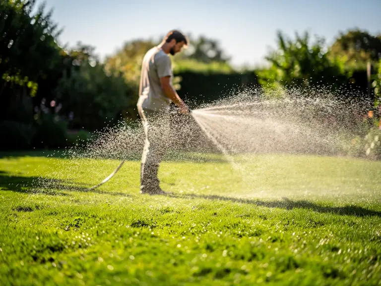 Rasenpflege Wasser richtig dosieren für einen grünen, gesunden Sommerrasen Rasensprenger bewässern sattgrünen Rasen für gesunde Rasenpflege im Sommer