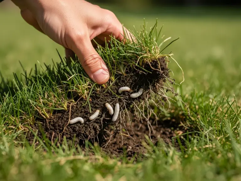 Braune Flecken im Rasen durch Engerlinge und andere Rasenschädlinge erkennen und behandeln